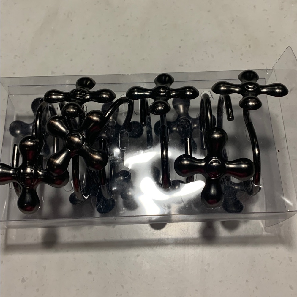 Water Tap Shower curtain hooks 12 pack Hot & Cold Metal hooks NEW Unique & Rare